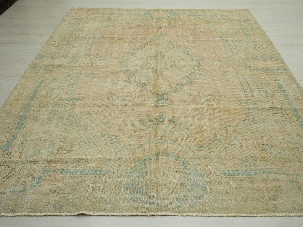 one of a kind turkish oushak Rug: Handmade Wool on cotton Carpet Rugs, 6.5x9 ft.