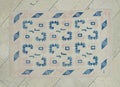 Small Turkish Oushak Rug: Blue Beige Ethnic Rugs 2,4x3,8 Feet.