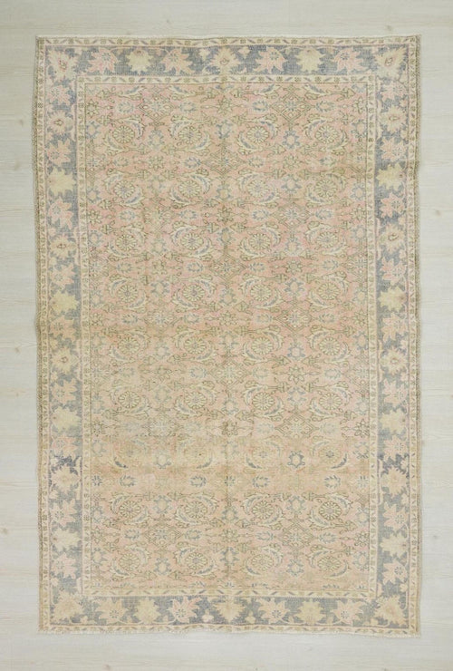 5x8 Handmade Wool Oushak Rug: Mid-Century Modern Turkish Rugs