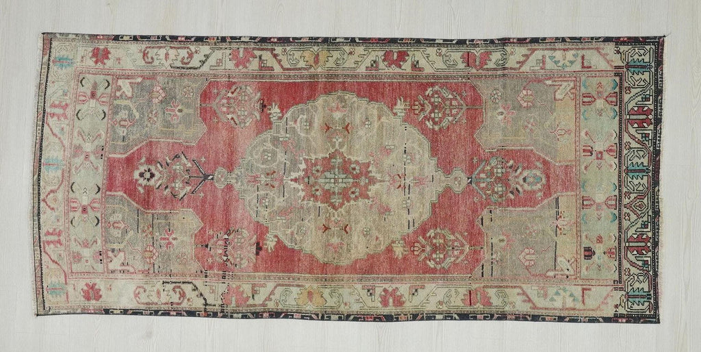 Handmade Oushak Wool Rug: Pastel Ethnic Turkish Area Rugs (3x7)