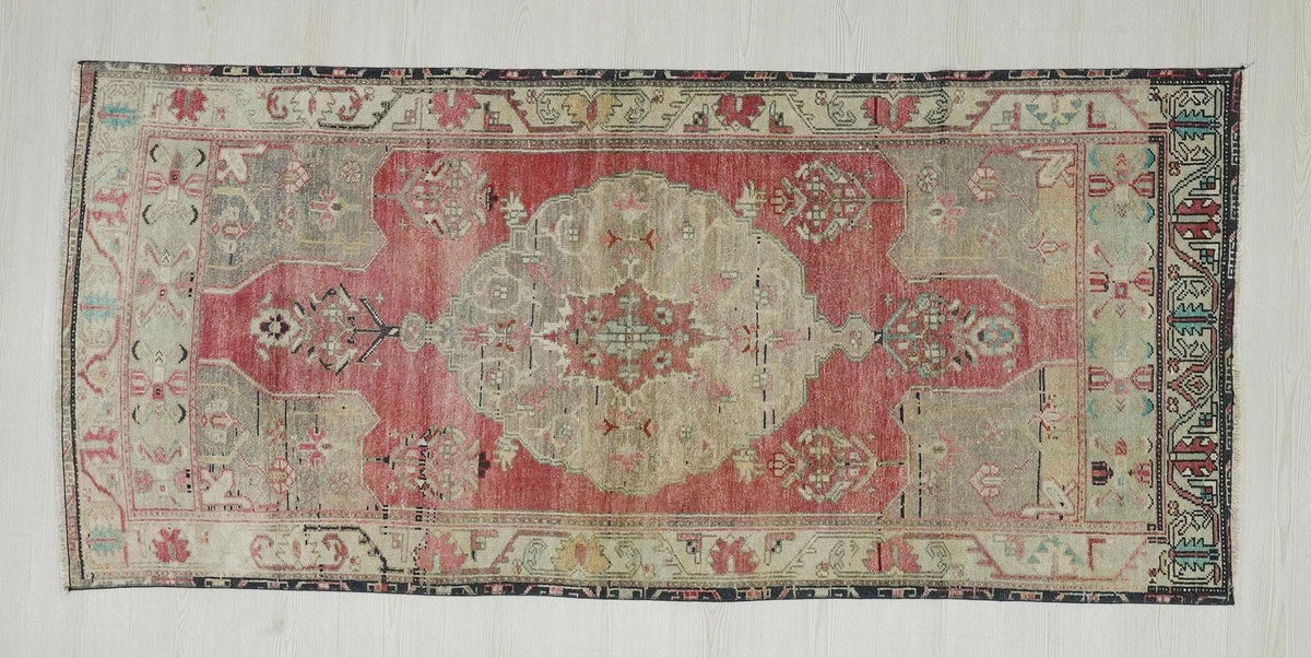 Handmade Oushak Wool Rug: Pastel Ethnic Turkish Area Rugs (3x7)