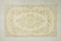 5x8 Vintage Neutral Oushak Rug: Turkish Wool Floral Carpet Rugs.