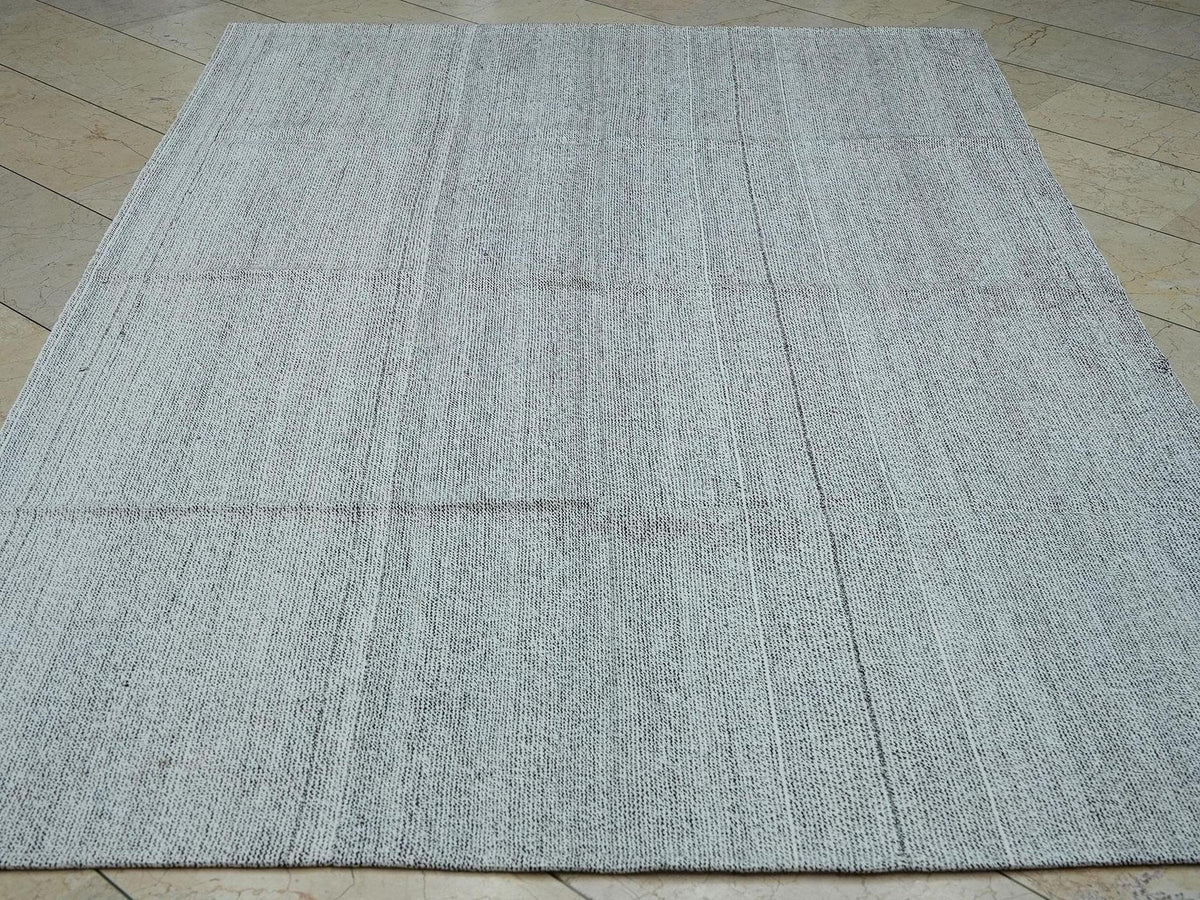 6x9 Ivory Turkish Wool And Cotton Rug-Minimalist Handmade Living Room or Bedroom Decor Rugs