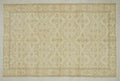 Large Vintage Oushak Rug: Beige Brown Turkish Wool Carpet, 6,1"x9,5" Ft.