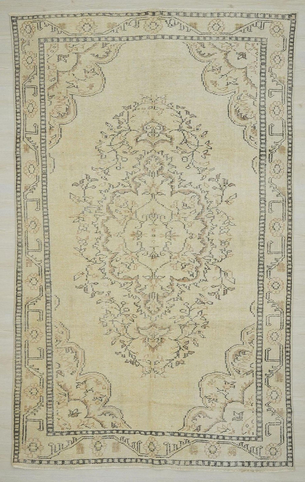 Large Oushak Wool Carpet Rug: Mid Century Modern Turkish Rugs, 5.5"x9' Feet.