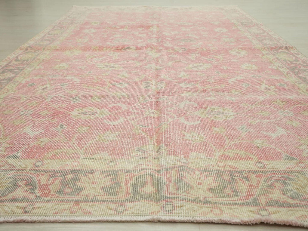 Large Vintage Oushak Rug: Turkish Wool Carpet, 6.1x9.5 ft