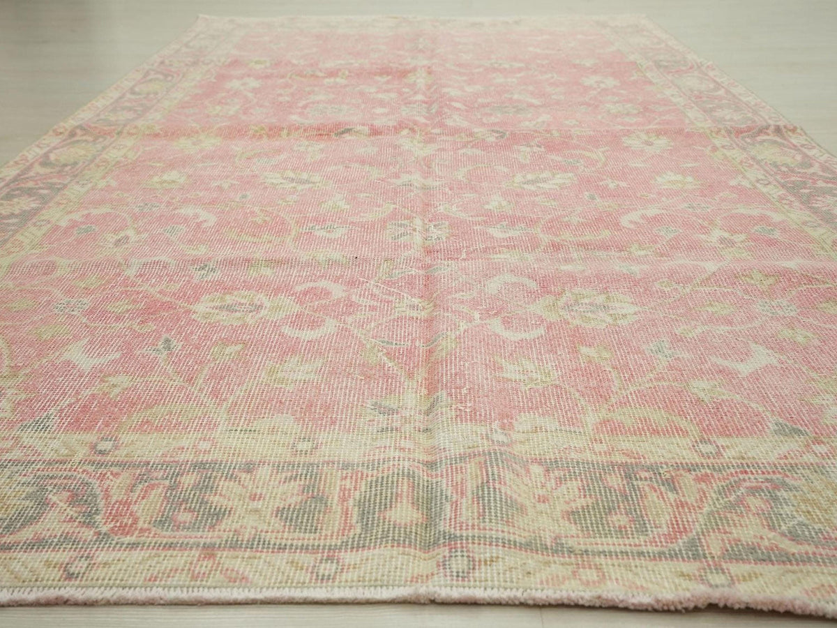 Large Vintage Oushak Rug: Turkish Wool Carpet, 6.1x9.5 ft