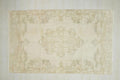 6x10 Beige Oushak Rug: Mid-Century Modern Turkish Wool Carpet