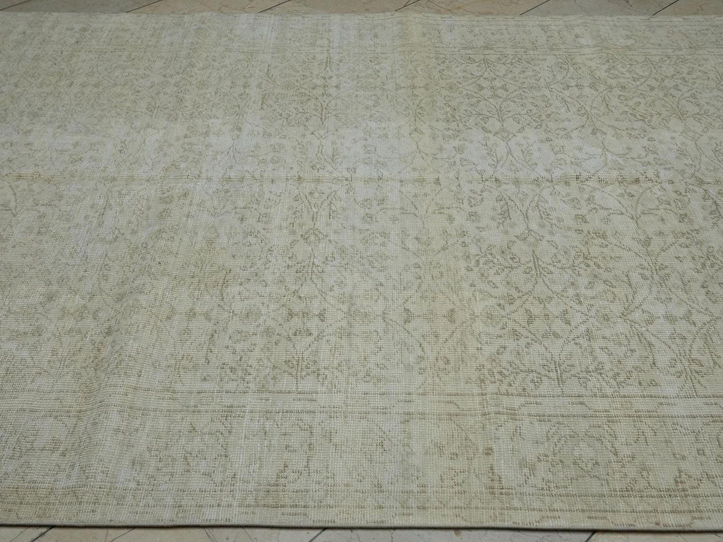 Vintage Oushak Rug: Muted Brown Beige Turkish Carpet (6.5x9.5 ft, 200x290 cm)