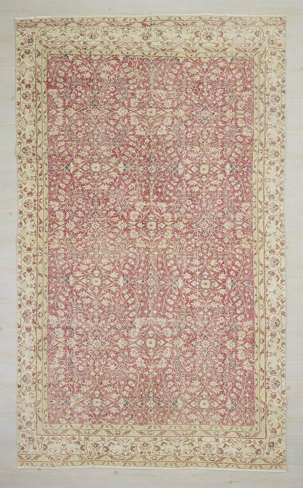 Large Red Oushak Rug: 6x10 ft Turkish Vintage Wool Carpet