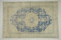 Handmade Navy Blue Turkish Oushak Rug: Bohemian Wool Carpet 6.9x10.3 ft.