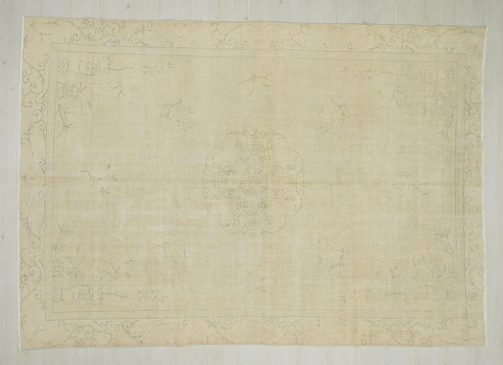 7x10 Vintage Oushak Turkish Rug: Anatolian Wool Carpet,Home Living Accent.