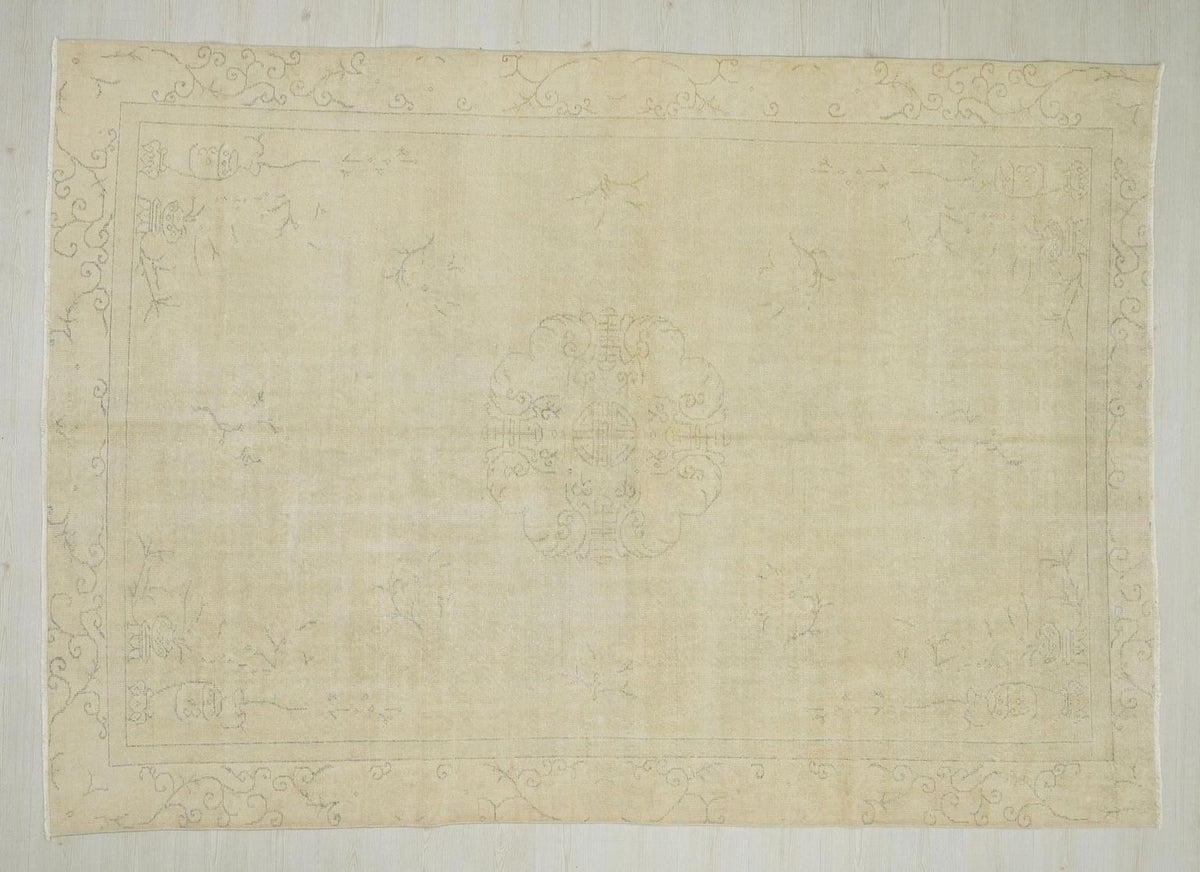 7x10 Vintage Oushak Turkish Rug: Anatolian Wool Carpet,Home Living Accent.