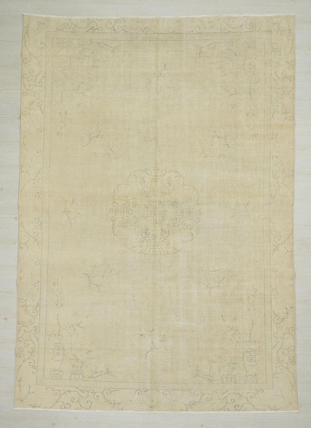 7x10 Vintage Oushak Turkish Rug: Anatolian Wool Carpet,Home Living Accent.