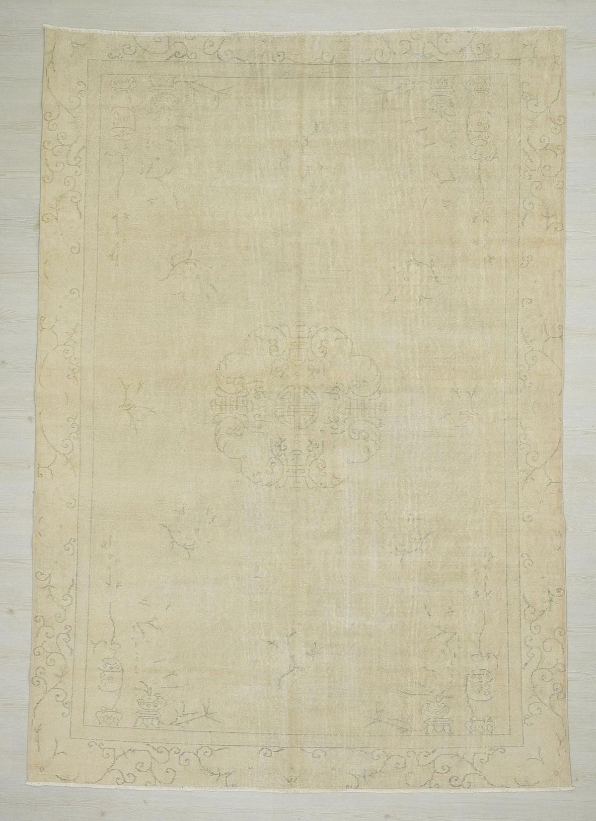 7x10 Vintage Oushak Turkish Rug: Anatolian Wool Carpet,Home Living Accent.