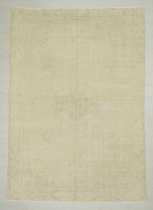 7x10 Vintage Oushak Turkish Rug: Anatolian Wool Carpet,Home Living Accent.