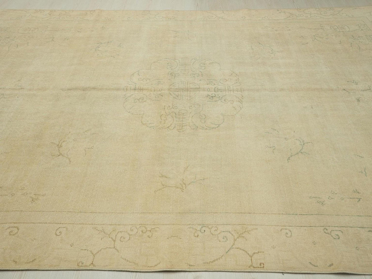 7x10 Vintage Oushak Turkish Rug: Anatolian Wool Carpet,Home Living Accent.