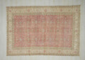 Large Vintage Oushak Rug: 6.6x10.2 ft, Red Beige Turkish Wool Carpet