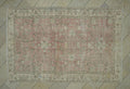 Handmade Oushak Turkish Rug: 6x9 Pastel Geometric Wool Carpet
