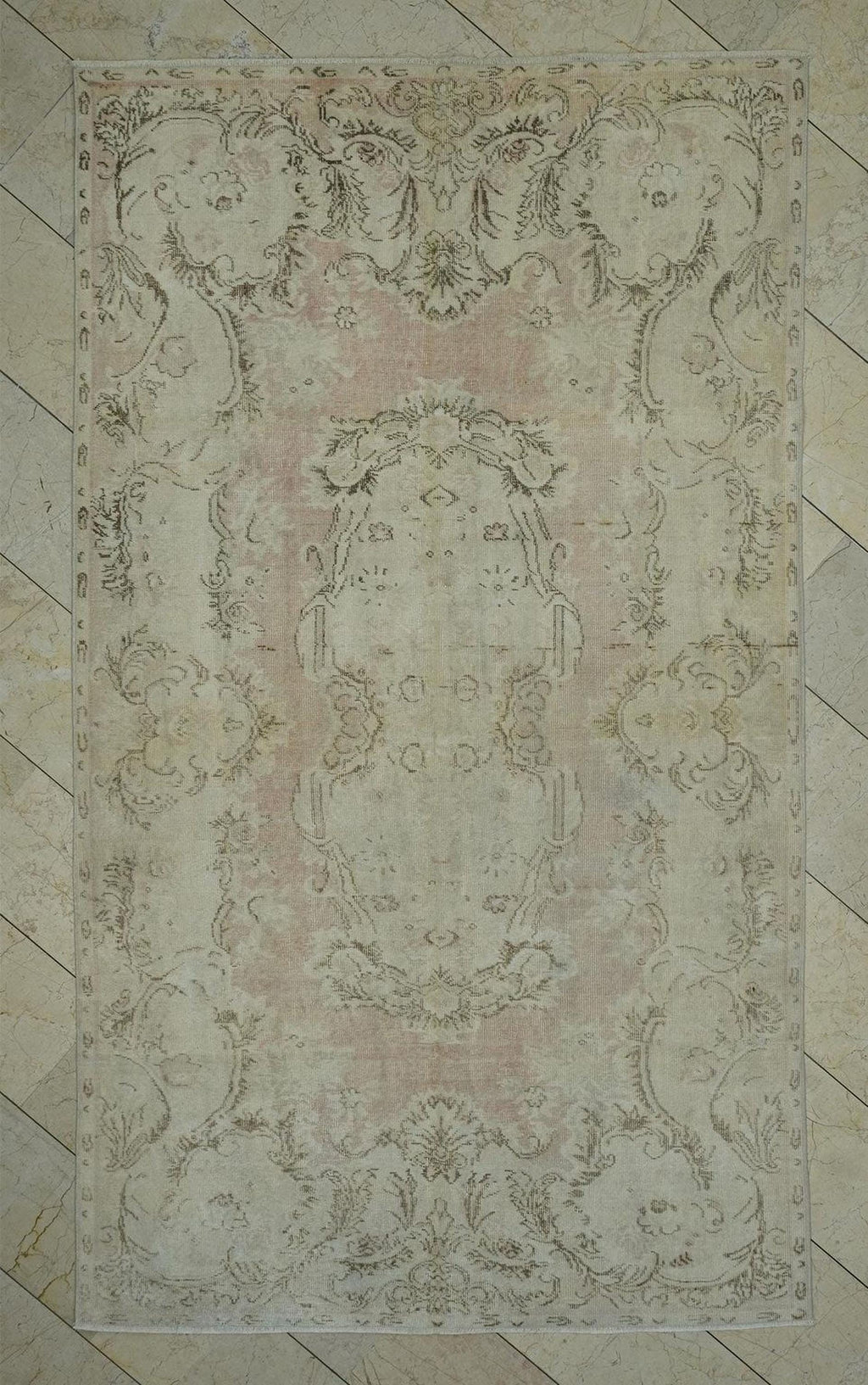 Vintage Oushak Wool Rug: 5.2x9 ft Mid-Century Turkish Carpet