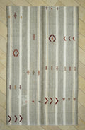 Summer Outdoor Decor: Natural White & Gray Stripe Kilim Rug 6,8x11,4 Turkish Farmhouse Rugs