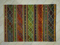 Handmade Embroidered Stripe Turkish Kilim Rug: Colorful Flat Woven Wool Rugs 6,4"x8,11" Ft.