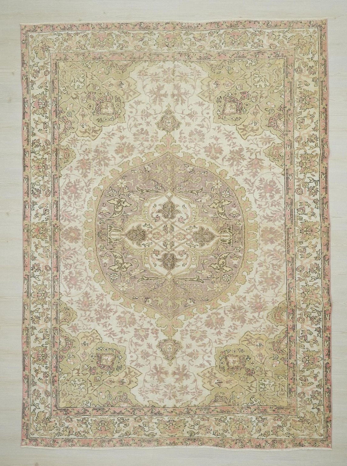 Handmade Turkish Oushak Rug: Mid Century Modern Carpet Rugs, 7'x9.6' Feet.