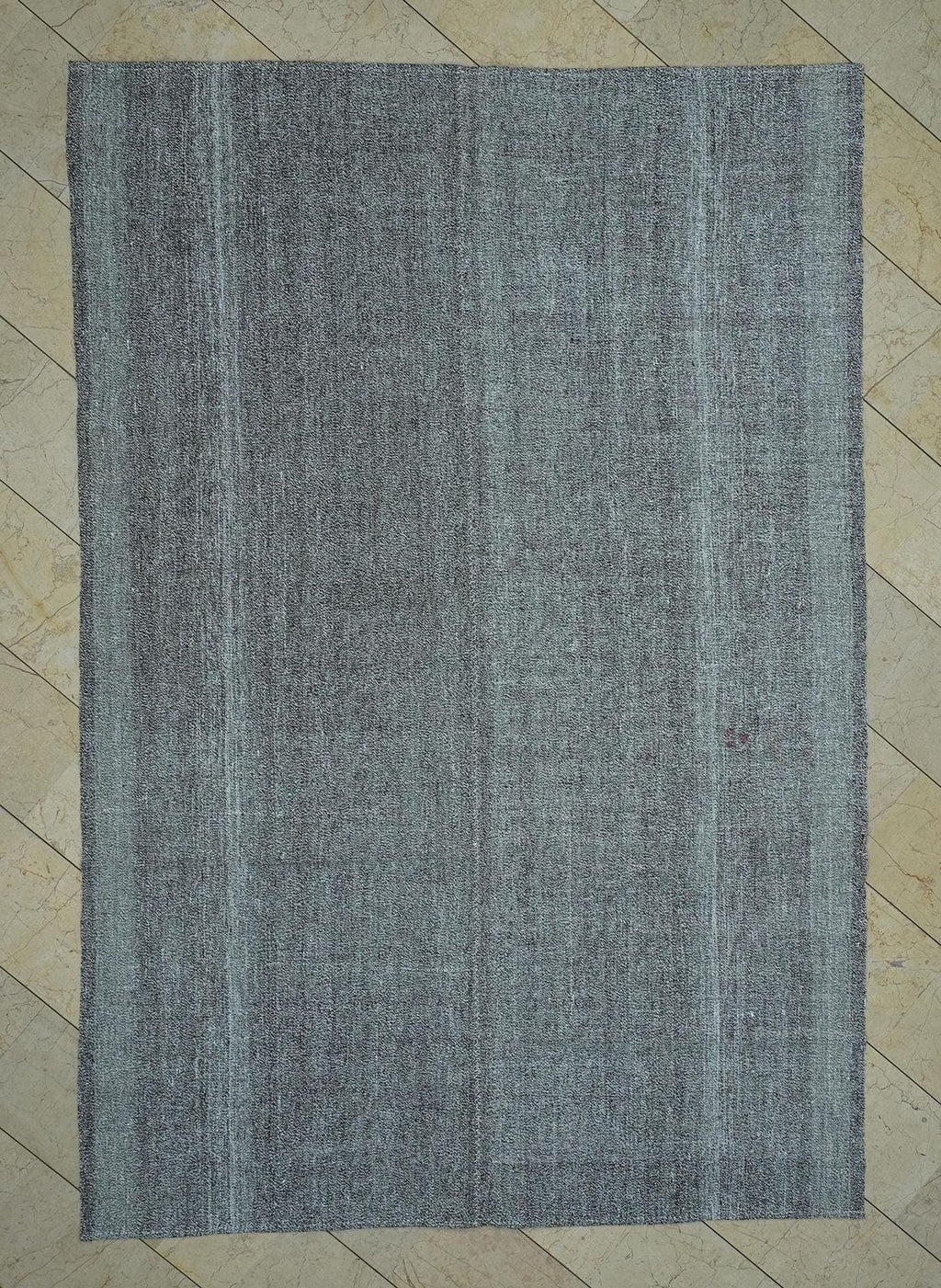 Mid Century Plain Silver Gray Vintage Turkish Kilim Rug,6,4"x9,5"Feet 195x288 Cm.
