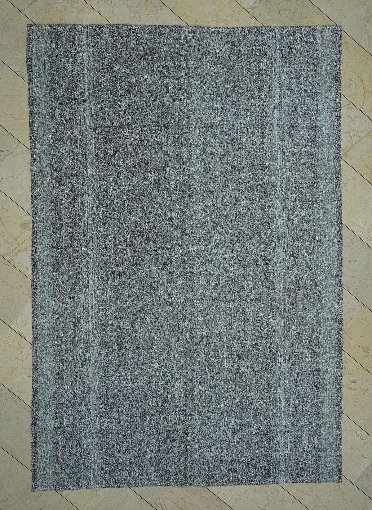 Mid Century Plain Silver Gray Vintage Turkish Kilim Rug,6,4"x9,5"Feet 195x288 Cm.