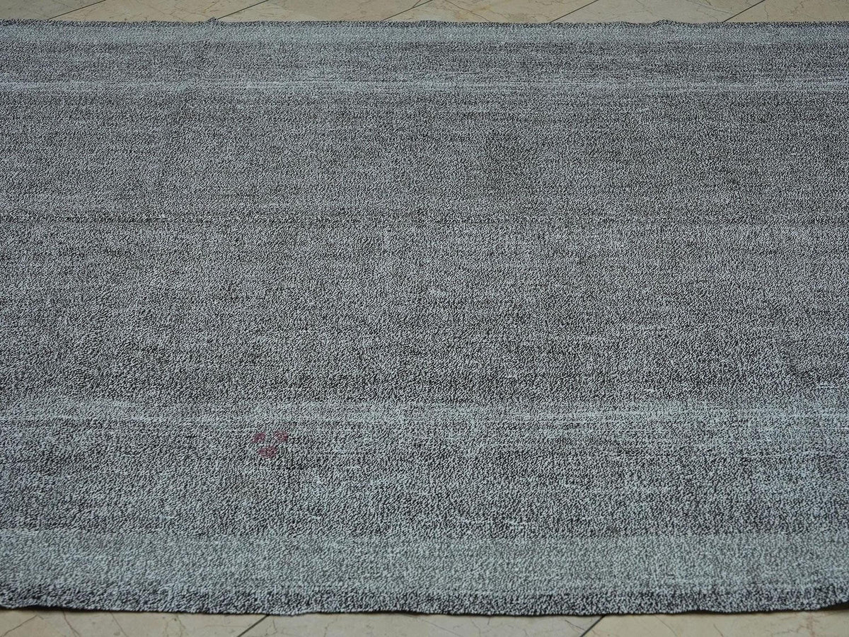 Mid Century Plain Silver Gray Vintage Turkish Kilim Rug,6,4"x9,5"Feet 195x288 Cm.