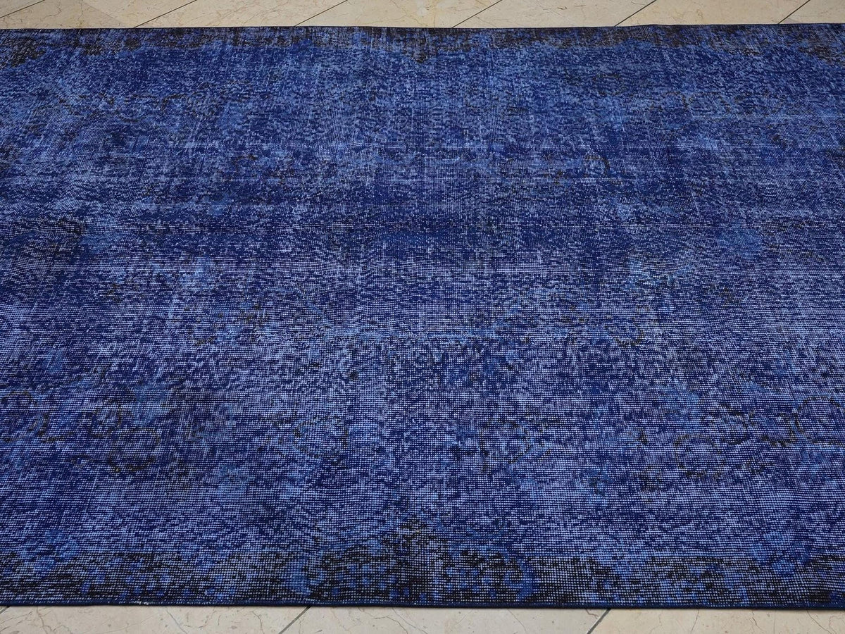 Vintage Overdyed Blue Turkish Oushak Rug: 5.3x8.8 Feet,Home Living Floor Decor Rugs.