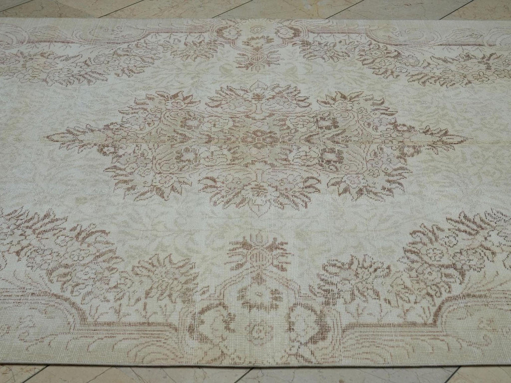 Wool Oushak Rug,6x10 Mid Century Modern Vintage Turkish Carpet.
