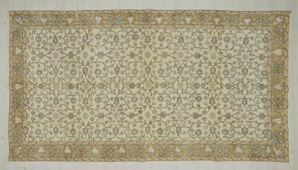 1960s Antique Oushak Rug,Seven Mountain Flowers Design Wool Turkish Carpet Rugs 5x9