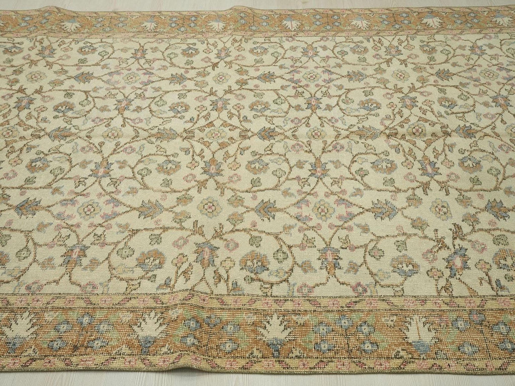 1960s Antique Oushak Rug,Seven Mountain Flowers Design Wool Turkish Carpet Rugs 5x9