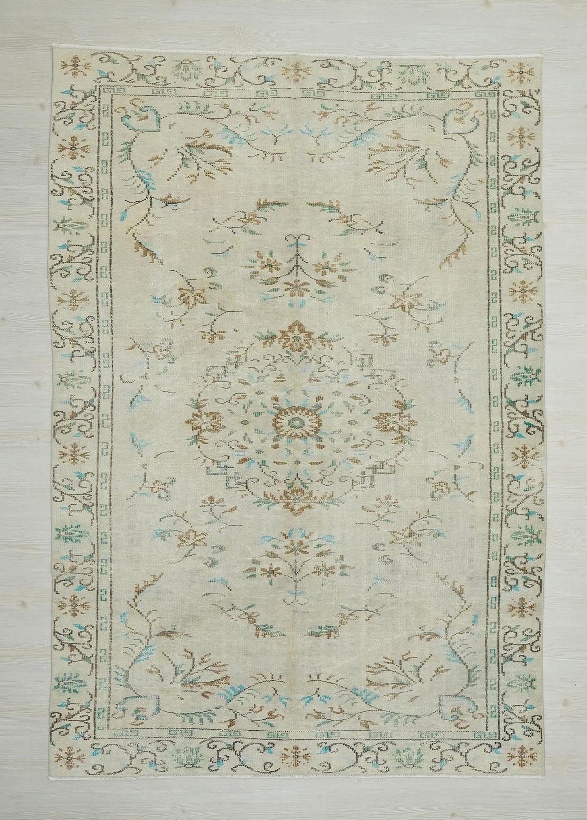 1960s Antique Oushak Rug,Primitive Geometric Design Wool Turkish Carpet RugS 6x9