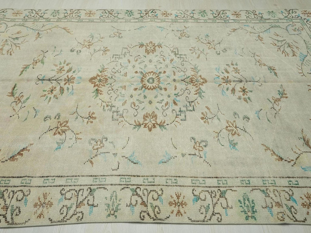 1960s Antique Oushak Rug,Primitive Geometric Design Wool Turkish Carpet RugS 6x9