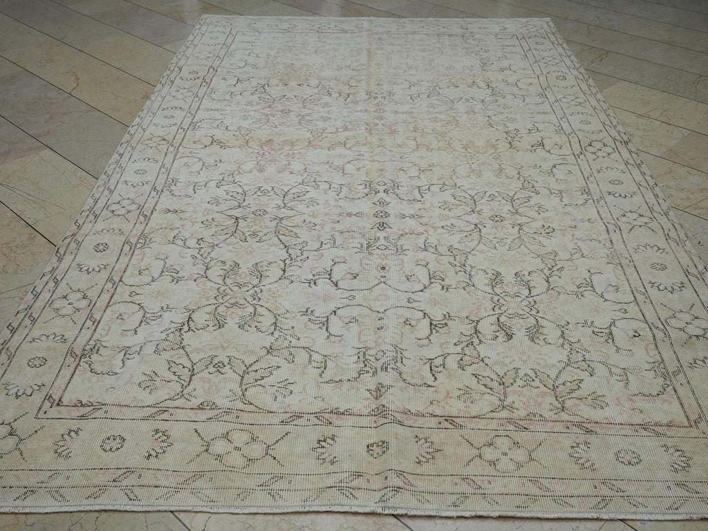 Large Turkish Wool Rug,7x10 Low Pile Double Knot Woven Muted Home Living Decor.