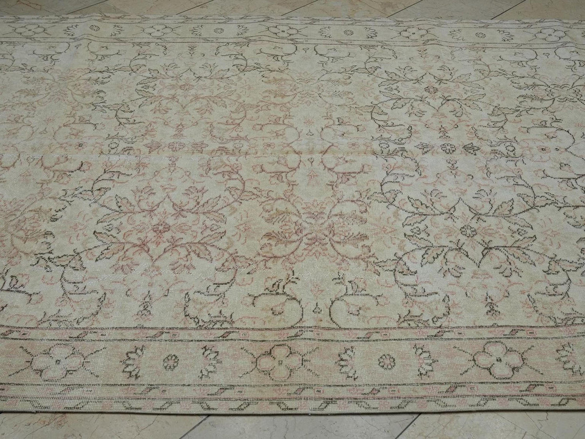 Large Turkish Wool Rug,7x10 Low Pile Double Knot Woven Muted Home Living Decor.