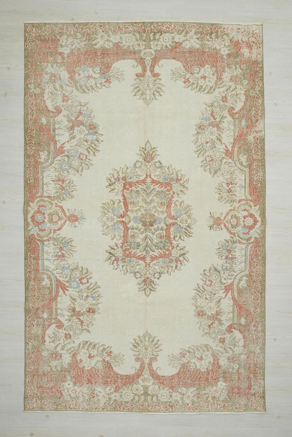 Terracotta Wool Oushak Rug: Medium Turkish Carpet 6x9.6 Ft.
