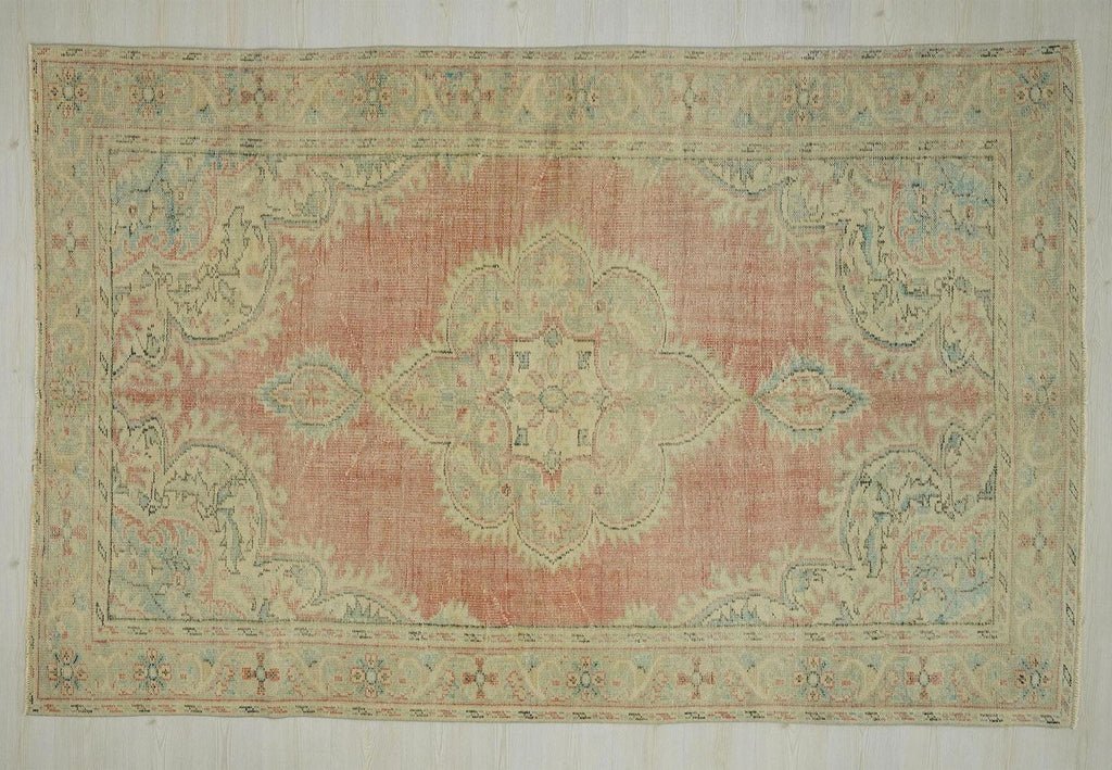Large Oushak Rug :6,2"x9,4" Feet, Pastel Turkish Wool Carpet.
