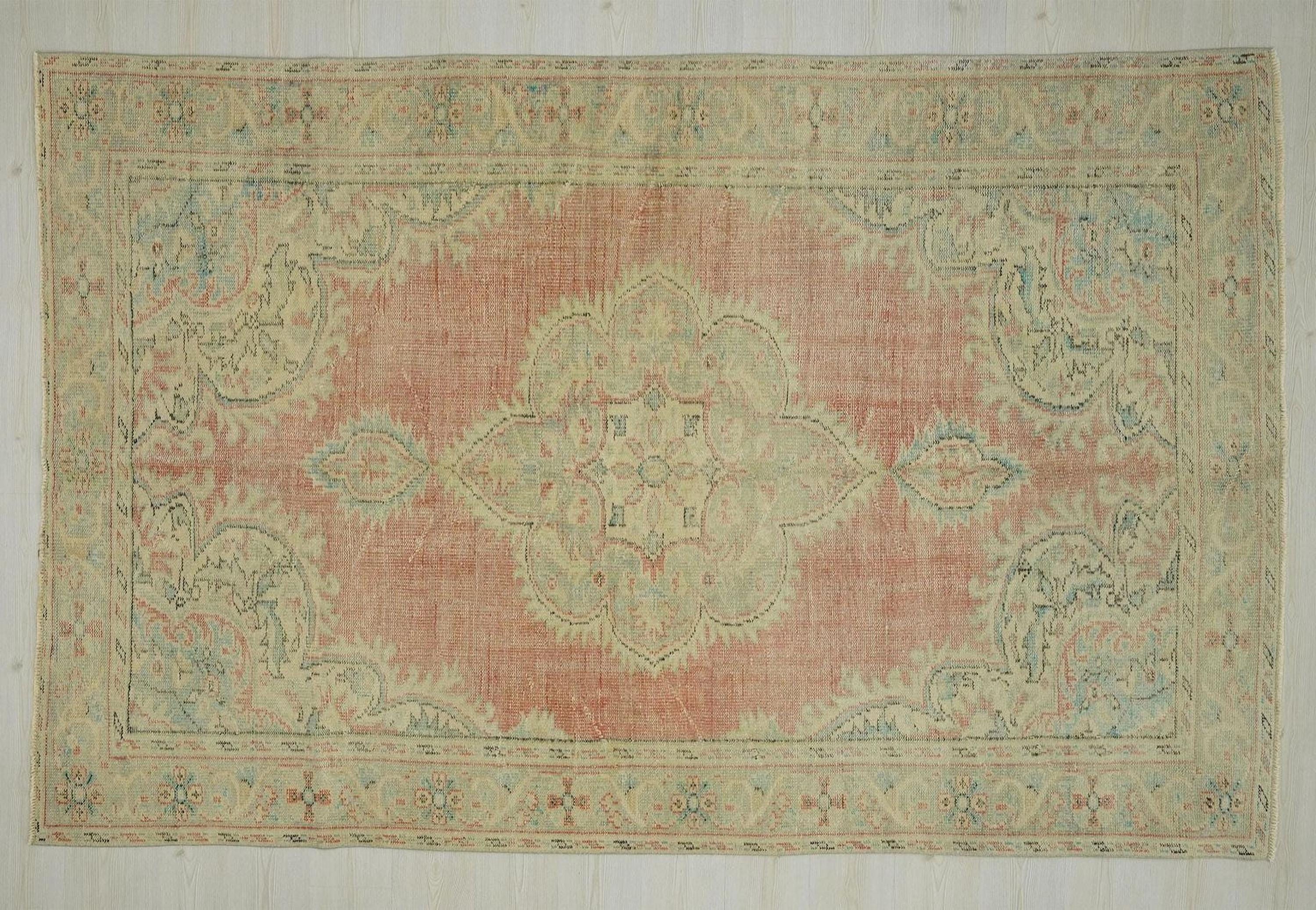 Large Oushak Rug :6,2"x9,4" Feet, Pastel Turkish Wool Carpet.