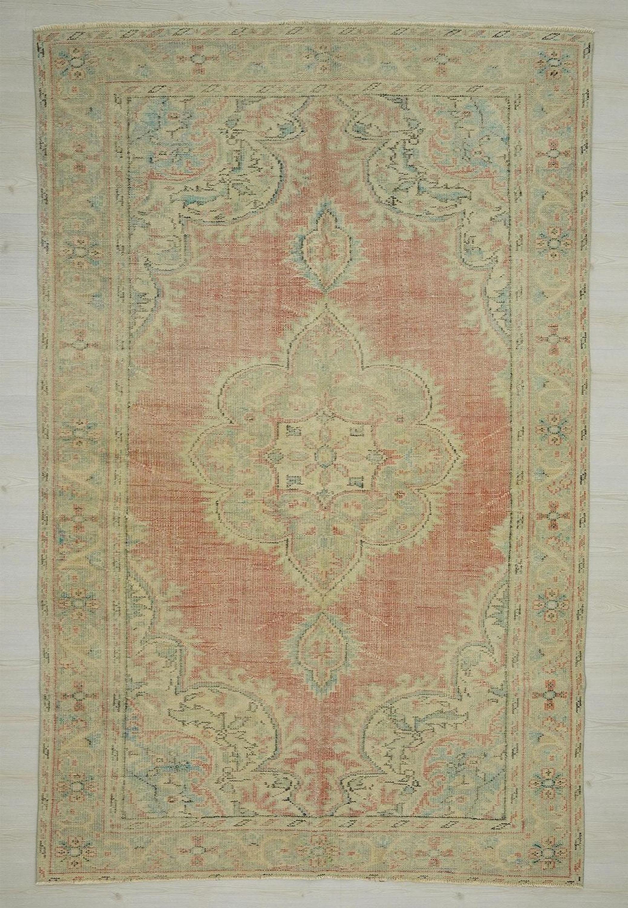 Large Oushak Rug :6,2"x9,4" Feet, Pastel Turkish Wool Carpet.