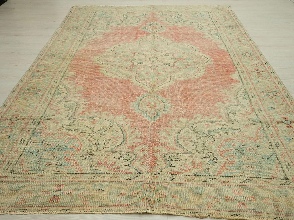 Large Oushak Rug :6,2"x9,4" Feet, Pastel Turkish Wool Carpet.