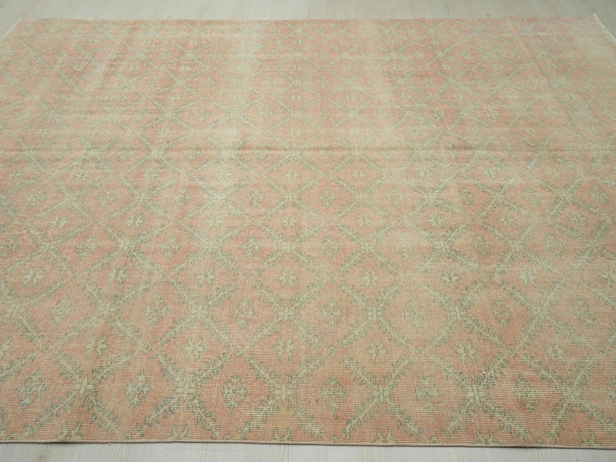 Large Turkish Oushak Rug: Handmade Wool Carpet 7,1x10,2 Feet.