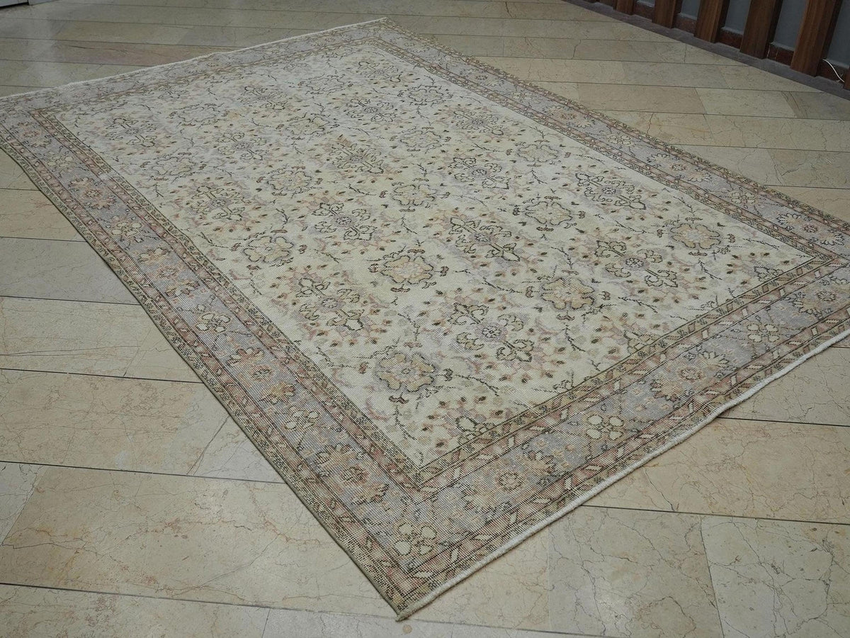 Vintage Turkish Oushak Rug 7x10: Handmade Wool & Cotton