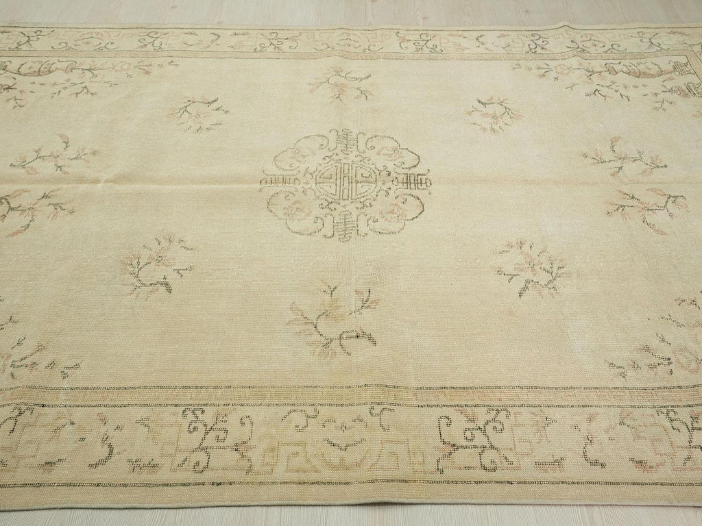 Handmade Oushak Rug: Mid Century Modern Turkish Carpet Rugs,5,8"x9,5" Feet.