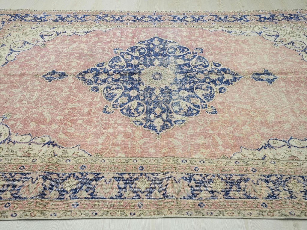 Handmade Oushak Rug: 66"x10" Feet, Mid-Century Modern Turkish Wool Carpet Rugs.