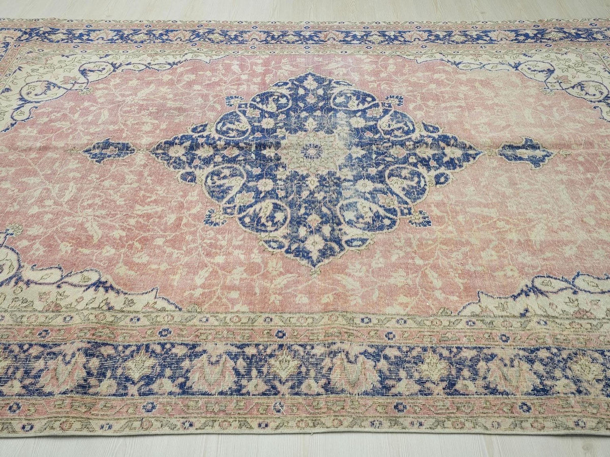 Handmade Oushak Rug: 66"x10" Feet, Mid-Century Modern Turkish Wool Carpet Rugs.