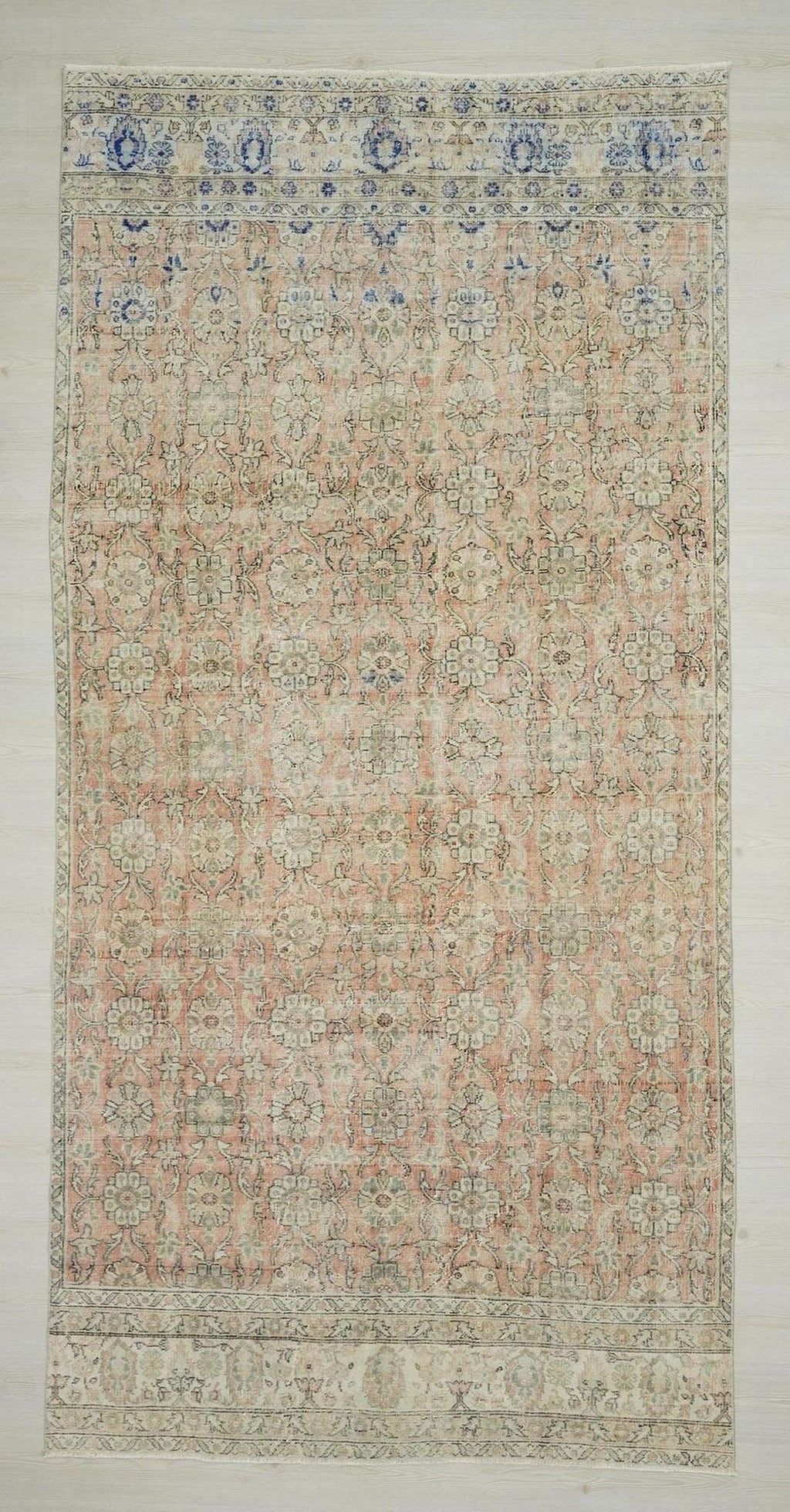 Faded Turkish Oushak Rug: Mid-Century Modern Wool Carpet Rugs,5,5"x11,4" Feet.