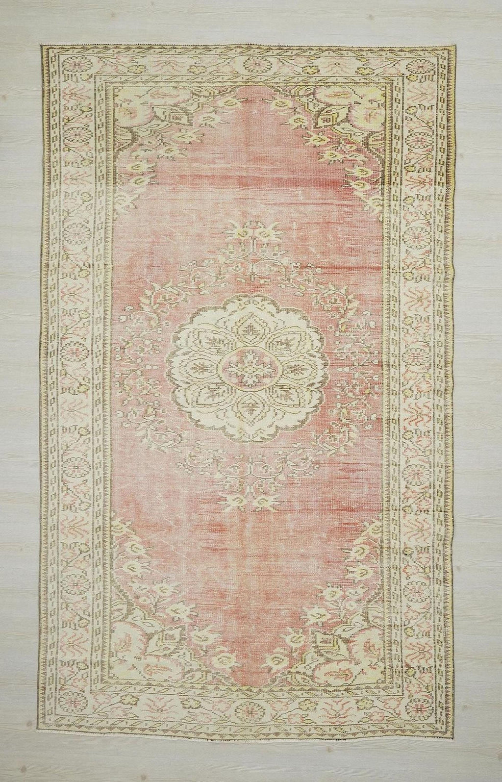 Vintage Oushak Turkish Rug: 5.8"x9.10" Feet,Handmade Wool Carpet Rugs.